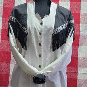 Vintage Panhandle Slim Western Button Down Shirt Womens Size Small Made In USA